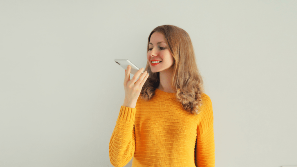 Woman using voice control 